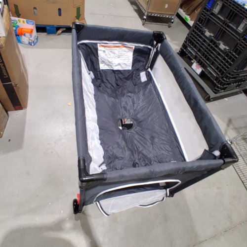 DOUBLE LAYER COLLAPSIBLE BEDSIDE BABY BASSINET WITH BUILT IN CHANGING TABLE, STORAGE RACK AND CARRY BAG - 26.7" X 39.3" X 28.7" -BLACK /GREY (MODEL: MM002) image 2