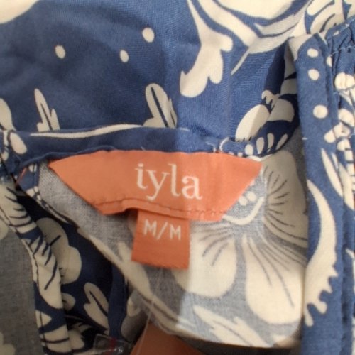 WOMEN'S IYLA SLEEVELESS FLORAL DRESS - MEDIUM - NAVY AND WHITE image 3
