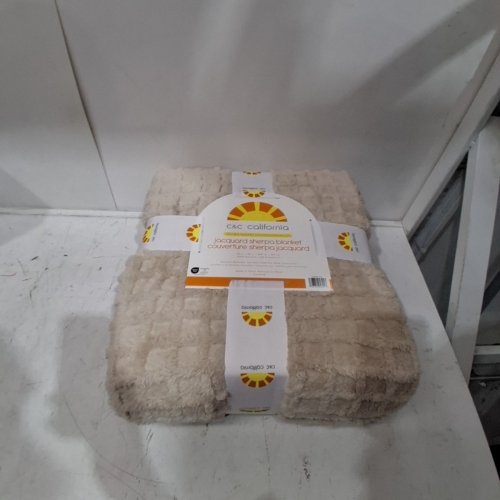 C&C CALIFORNIA JACQUARD SHERPA BLANKET - DOUBLE/QUEEN, 90" X 90" - CREAM (MODEL: CCS6005122C) image 3