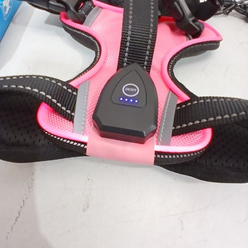 3-MODE LIGHT UP RECHARGEABLE DOG HARNESS DOG VEST FOR NIGHT TIME WALKS - SMALL - PINK image 2