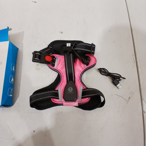 3-MODE LIGHT UP RECHARGEABLE DOG HARNESS DOG VEST FOR NIGHT TIME WALKS - SMALL - PINK image 4