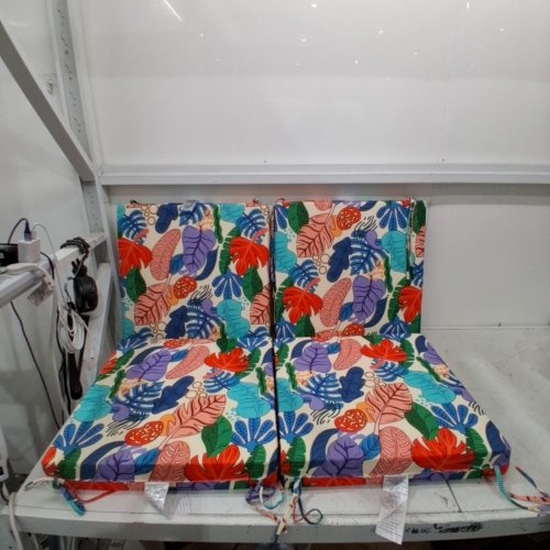 4PK UNIKOME WATER-RESISTANT HIGH-DENSITY SPONGE FILLING OUTDOOR CHAIR CUSHIONS - 19" X 19" X 3" - MULTICOLOUR TROPICAL LEAF (MODEL: OC82015) image 2