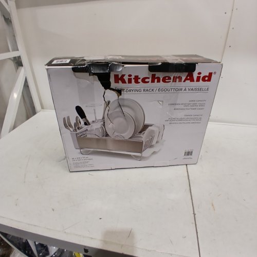 KITCHENAID FULL-SIZE LARGE DISH-DRYING RACK - 20.4" - STAINLESS STEEL/WHITE (MODEL: KNS896BXGRA/1863201) image 6