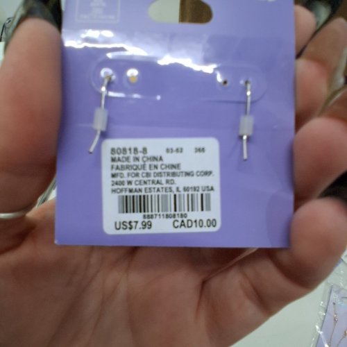 1PR WOMENS DICE DROP EARRINGS - WHITE AND BLACK (STYLE: 50518-8) image 4