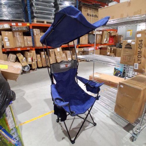 OVERMONT FOLDABLE BEACH CHAIR WITH COOLER AND UMBRELLA - NAVY - (MODEL: OM000006) image 2