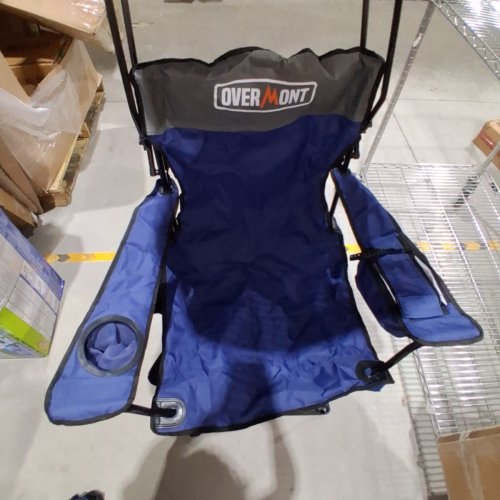 OVERMONT FOLDABLE BEACH CHAIR WITH COOLER AND UMBRELLA - NAVY - (MODEL: OM000006) image 3