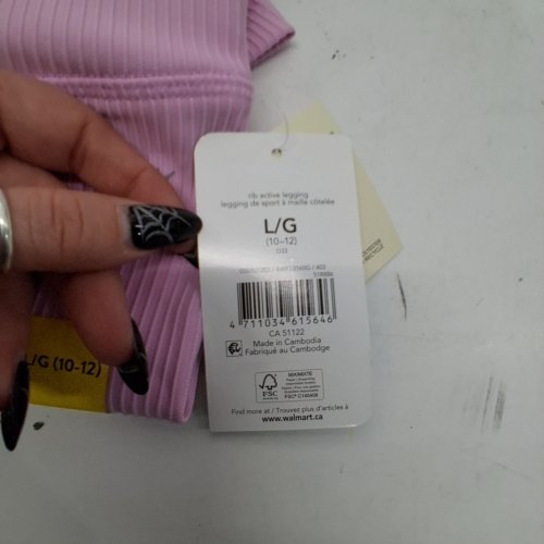 GIRLS ATHLETIC WORKS ANKLE LENGTH RIB LEGGINGS - LARGE (10/12) - PINK image 2