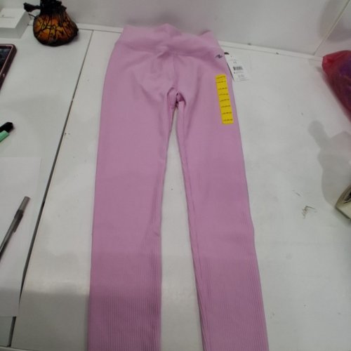 GIRLS ATHLETIC WORKS ANKLE LENGTH RIB LEGGINGS - LARGE (10/12) - PINK image 3