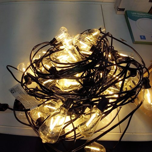 OHLUX OUTDOOR BISTRO STRING LIGHTS - 60FT, WITH 32 SHATTERPROOF ST38 VINTAGE EDISON BULBS, 2200K WARM, DIMMABLE, CONNECTABLE LED LIGHT STRING - WARM WHITE (MODEL: GLS-20J2P-E17-ST38-1-100) image 2
