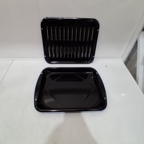 2PC WHIRLPOOL PORCELAIN BROILER PAN AND GRID - 12.75" X 16.75" - BLACK (MODEL: 4396923) image 2