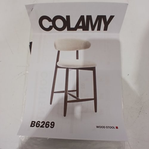 COLAMY COUNTER HEIGHT UPHOLSTERED WOODEN BAR STOOL - 37" - BEIGE (MODEL: B6269) image 5