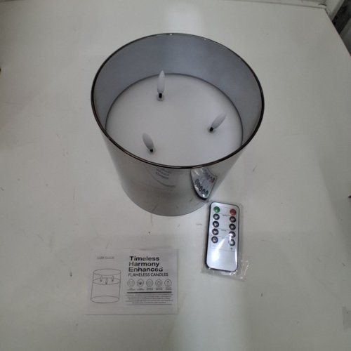 AFINETH 3-WICK FLAMELESS CANDLE WITH REMOTE CONTROL - 6" X 6" - BLACK image 4
