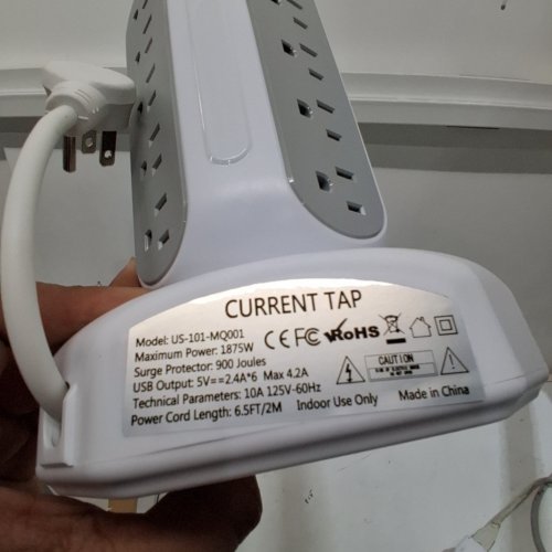 CURRENT TAP RGB LIGHT POWER STRIP TOWER | 15 AC OUTLETS | 6.5FT CORD - WHITE (MODEL: US-101-MQ001) image 7