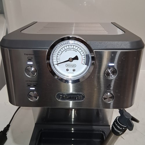 DELONGHI LINEA CLASSIC ESPRESSO MACHINE WITH MILK FROTHER - SILVER (MODEL: ‎EM450M) image 2