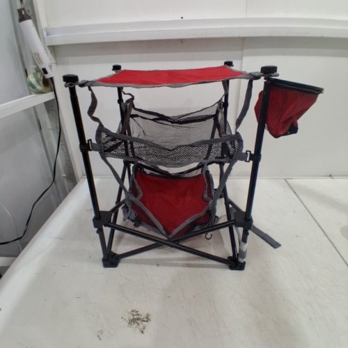 OZARK TRAIL 3-TIER PORTABLE CAMPING TABLE WITH SWIVEL CUPHOLDER - 19" - RED image 2