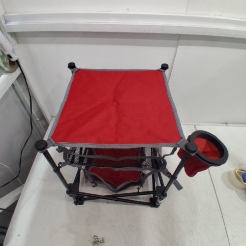OZARK TRAIL 3-TIER PORTABLE CAMPING TABLE WITH SWIVEL CUPHOLDER - 19" - RED image 3