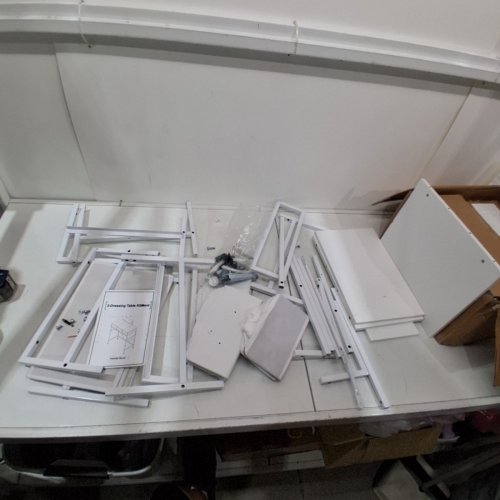 KITMENT COMPUTER DESK WITH 3 FABRIC DRAWERS - 30" X 29" X 14" - WHITE image 3