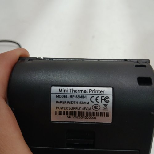 PORTABLE MINI THERMAL PRINTER - 58 MM PAPER WIDTH- BLACK (MODEL: MP-58MINI) image 2