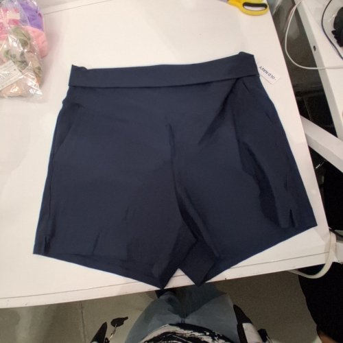 WOMEN'S OLD NAVY BIKE SHORTS WITH FOLD DOWN WAIST BAND - LARGE - NAVY image 3