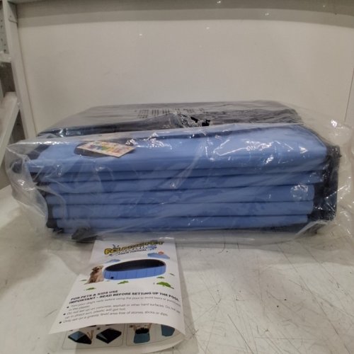 GLOWPOINT PORTABLE EXTRA LARGE COLLAPSIBLE/FOLDABLE DOG POOL FOR LARGE DOGS WITH HARD-SIDE, LEAKPROOF PVC & NON-SLIP BOTTOM - 120" - BLUE (MODEL: UPOOL03) image 4