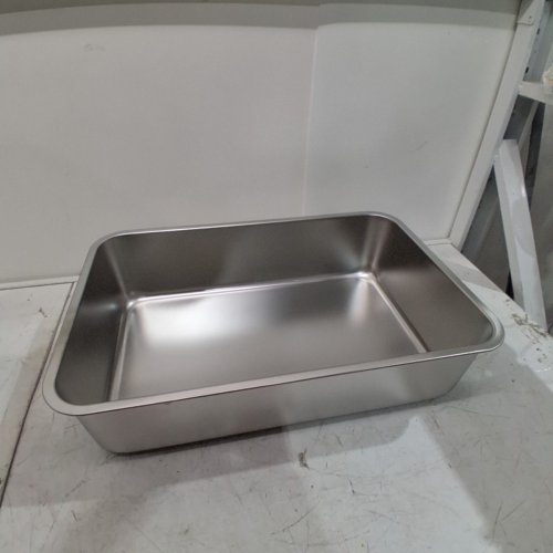 KICHWIT EXTRA LARGE STAINLESS STEEL OPEN CAT LITTER BOX - 23" X 15" - SILVER image 3