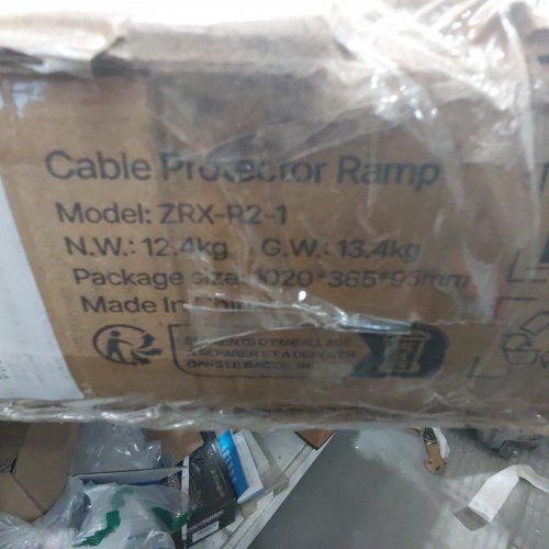 SPEED BUMP CABLE PROTECTOR RAMP 2-CABLE RUBBER CORD GUARD - 10" X 38.5" - 22,000 LBS MAX - BLACK/YELLOW (MODEL: ZRX-R2-1) image 2