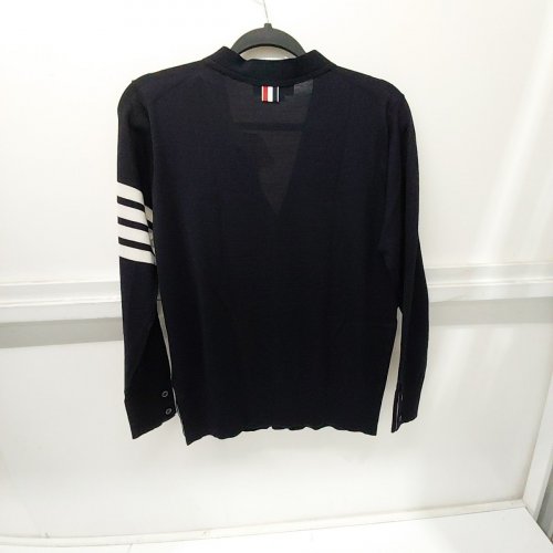 MEN'S THOM BROWNE CLASSIC V-NECK MERINO WOOL 4-BAR STRIPE CARDIGAN - 1 - NAVY (STYLE: MKC002A-Y1014-415) image 8