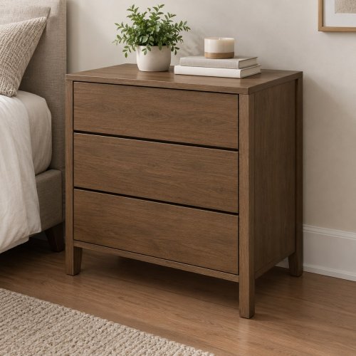 3-DRAWER WIDE DRESSER NIGHTSTAND - BROWN (MODEL: MHT-F11030BW) image 2
