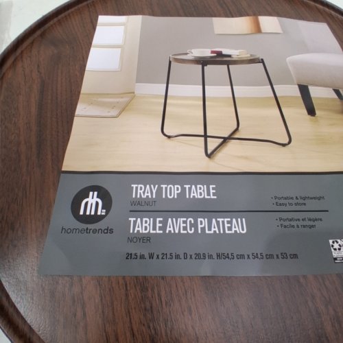 HOMETRENDS TRAY TOP TABLE - 21.5" X 21.5" X 20.9" - WALNUT/BLACK image 2