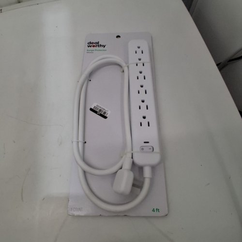 DEALWORTHY SURGE PROTECTOR WITH 6 OUTLETS - 4FT - 720J - WHITE image 2