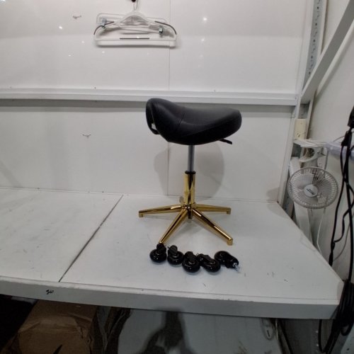 YEEZEE ERGONOMIC SADDLE STOOL WITH WHEELS - 16.5" - 21.5" - BLACK/GOLD image 2