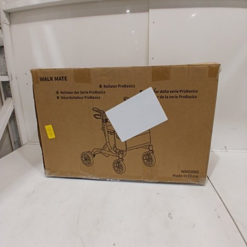 WALK MATE FOLDING LIGHTWEIGHT ROLLATOR WALKER WITH SEAT AND PADDED BACKREST - 300LB CAP - SILVER (MODEL: WM02060) image 4