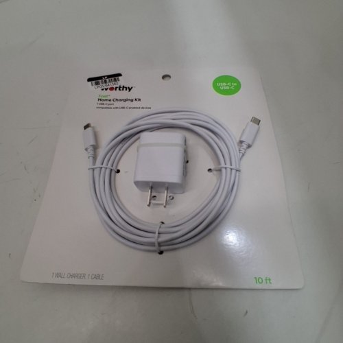 2PC DEALWORTHY FAST CHARGING KIT WITH WALL ADAPTER AND 10FT CABLE - USB-C TO USB-C - 10FT - WHITE image 2