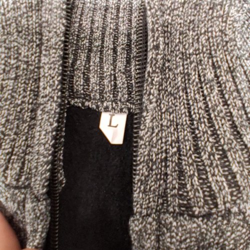 MEN'S ZIP-FRONT SWEATER CARDIGAN - LARGE - GRAY image 3
