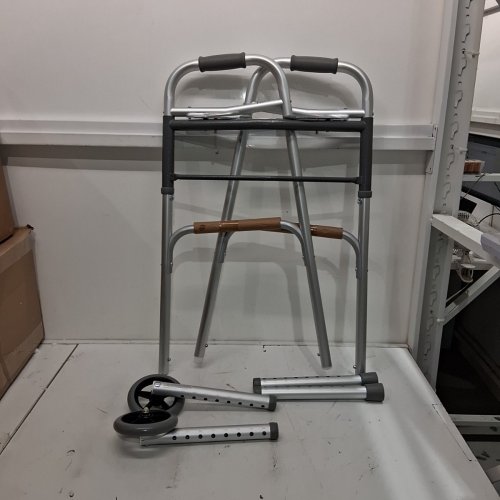 GUARDIAN TWO BUTTON FOLDING WALKER WITH 5" WHEELS - SILVER (ITEM: MDS86410W54H) image 2
