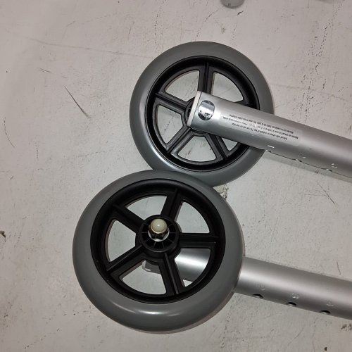 GUARDIAN TWO BUTTON FOLDING WALKER WITH 5" WHEELS - SILVER (ITEM: MDS86410W54H) image 3