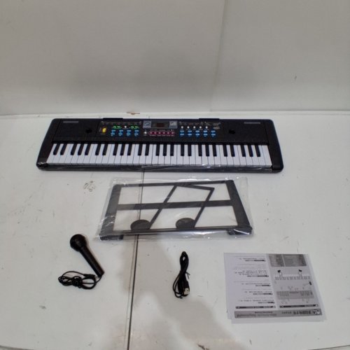 KID'S 61 ELECTRONIC KEYBOARD PIANO WITH MICROPHONE - BLACK - (MODEL: MQ-6112) image 2