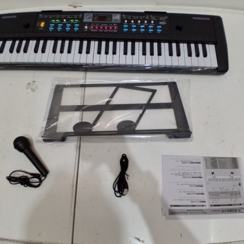 KID'S 61 ELECTRONIC KEYBOARD PIANO WITH MICROPHONE - BLACK - (MODEL: MQ-6112) image 3