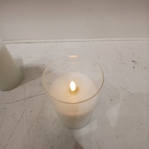 3PK TYAWON GLASS BATTERY OPERATED LED FLAMELESS CANDLES WITH REMOTE - 4"-5"-6" - CLEAR image 2