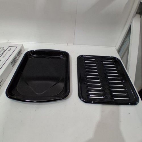 2PC WHIRLPOOL PORCELAIN BROILER PAN AND GRID - 12.75" X 16.75" - BLACK (MODEL: 4396923) image 2