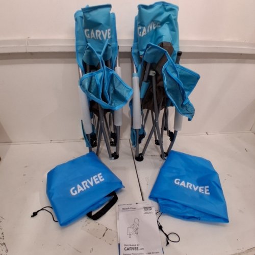 2PK GARVEE HIGH BACK FOLDING BEACH CHAIRS - BLUE (MODEL: PSS_33JK2MIN) image 3