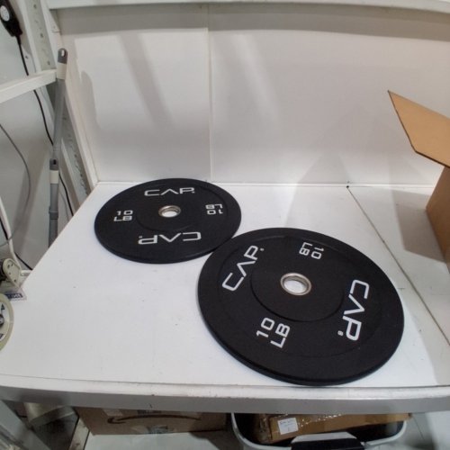 2PK CAP BARBELL ECONOMY OLYMPIC BUMPER PLATE SET WITH GRAY LOG 10LBS - BLACK image 2