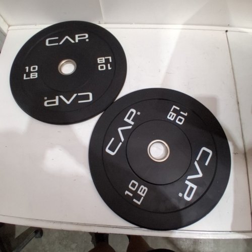 2PK CAP BARBELL ECONOMY OLYMPIC BUMPER PLATE SET WITH GRAY LOG 10LBS - BLACK image 3