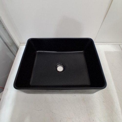 KARAMAG CERAMIC ABOVE COUNTER RECTANGLE VESSEL BATHROOM SINK BOWL - 19" X 15" - MATTE BLACK (MODEL: 6118B) image 2