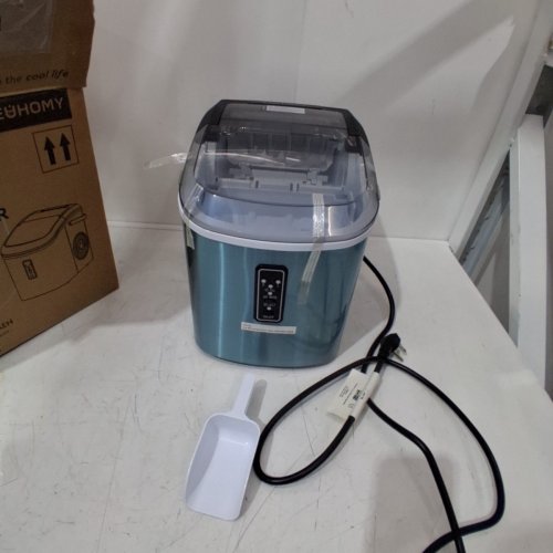EUHOMY COUNTERTOP ICE MAKER MACHINE WITH HANDLE, BASKET AND SCOOP - MAKES 26LB PER DAY - SILVER (MODEL: IM-01X/IM008-B) image 3