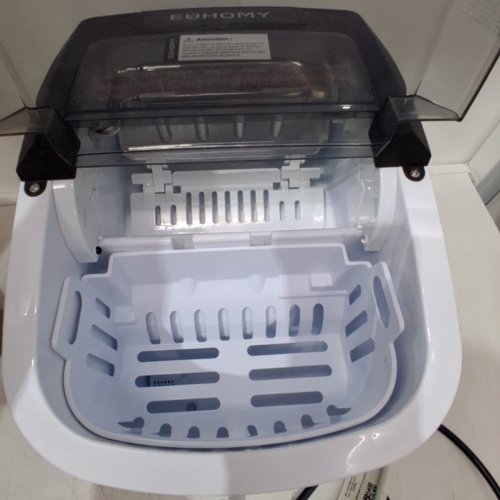 EUHOMY COUNTERTOP ICE MAKER MACHINE WITH HANDLE, BASKET AND SCOOP - MAKES 26LB PER DAY - SILVER (MODEL: IM-01X/IM008-B) image 4