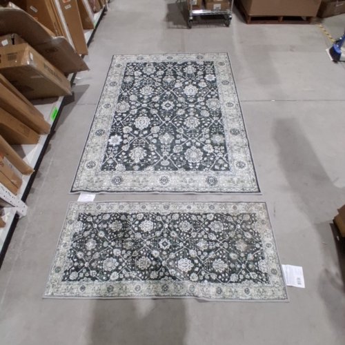 2PC AREA RUG AND RUNNER RUG - 27" X 60" | 5FT X 7FT - GREEN image 2