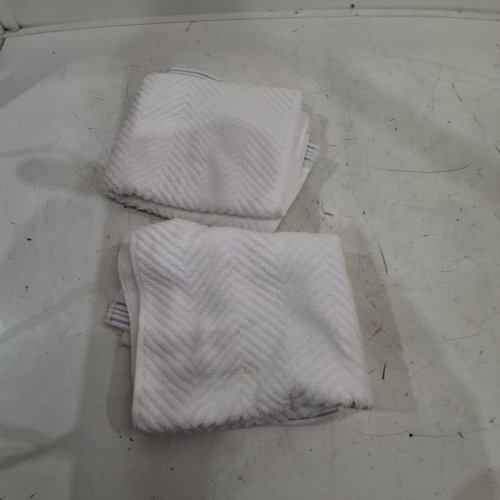 2PK CARO HOME 100% COTTON HAND TOWELS - 18" X 30" - WHITE HERRINGBONE (MODEL: 1945886) image 2