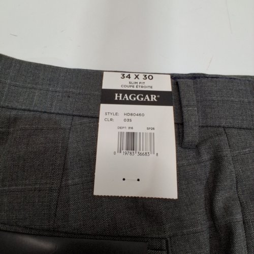 HAGGAR SLIM FIT TROUSERS - 34W X 30 L - GRAY (STYLE: HD80460) image 2