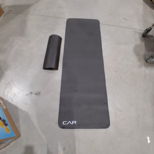 2PC CAP BARBELL HIGH DENSITY EXERCISE YOGA MAT WITH KNEE PAD - 1/2" THICK - BLACK (MODEL : MTIS-6523-12BK-K) image 2
